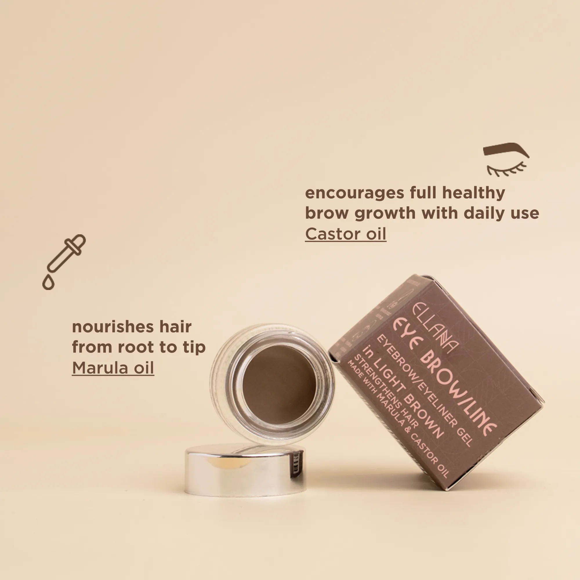 Eye Brow/Line | 2-in-1 Eyebrow/Eyeliner Gel with Castor & Marula Oil