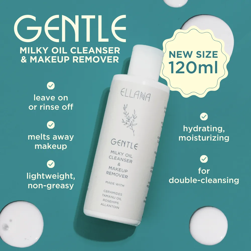 Gentle Milky Oil Cleanser & Makeup Remover made with Ceramides, Tamanu Oil, Rosehips, Allantoin