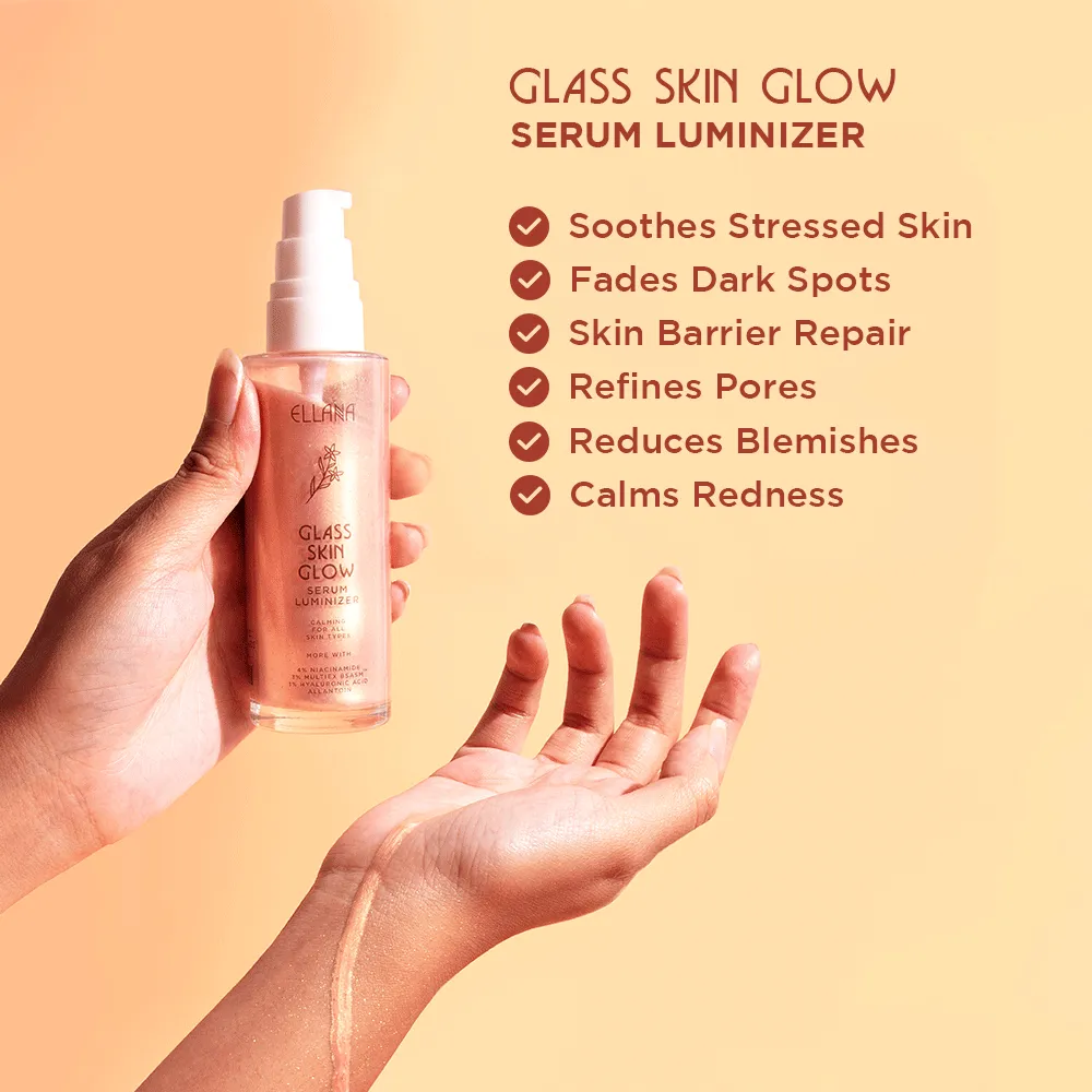 Glass Skin Glow Serum Luminizer made with 4% Vitamin B3, 3% Multiex BSASM, 1% Hyaluronic Acid, Allantoin