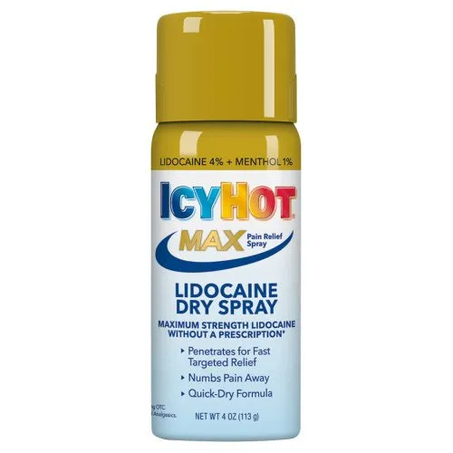 Icy Hot Max Strength Pain Relief Spray with Lidocaine Plus Menthol, 4 Oz