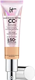 IT Cosmetics Your Skin But Better CC  Cream Illumination, Medium Tan (W) - Color Correcting Cream, Full-Coverage Foundation, Hydrating Serum & SPF 50  Sunscreen - Radiant Finish - 1.08 fl oz