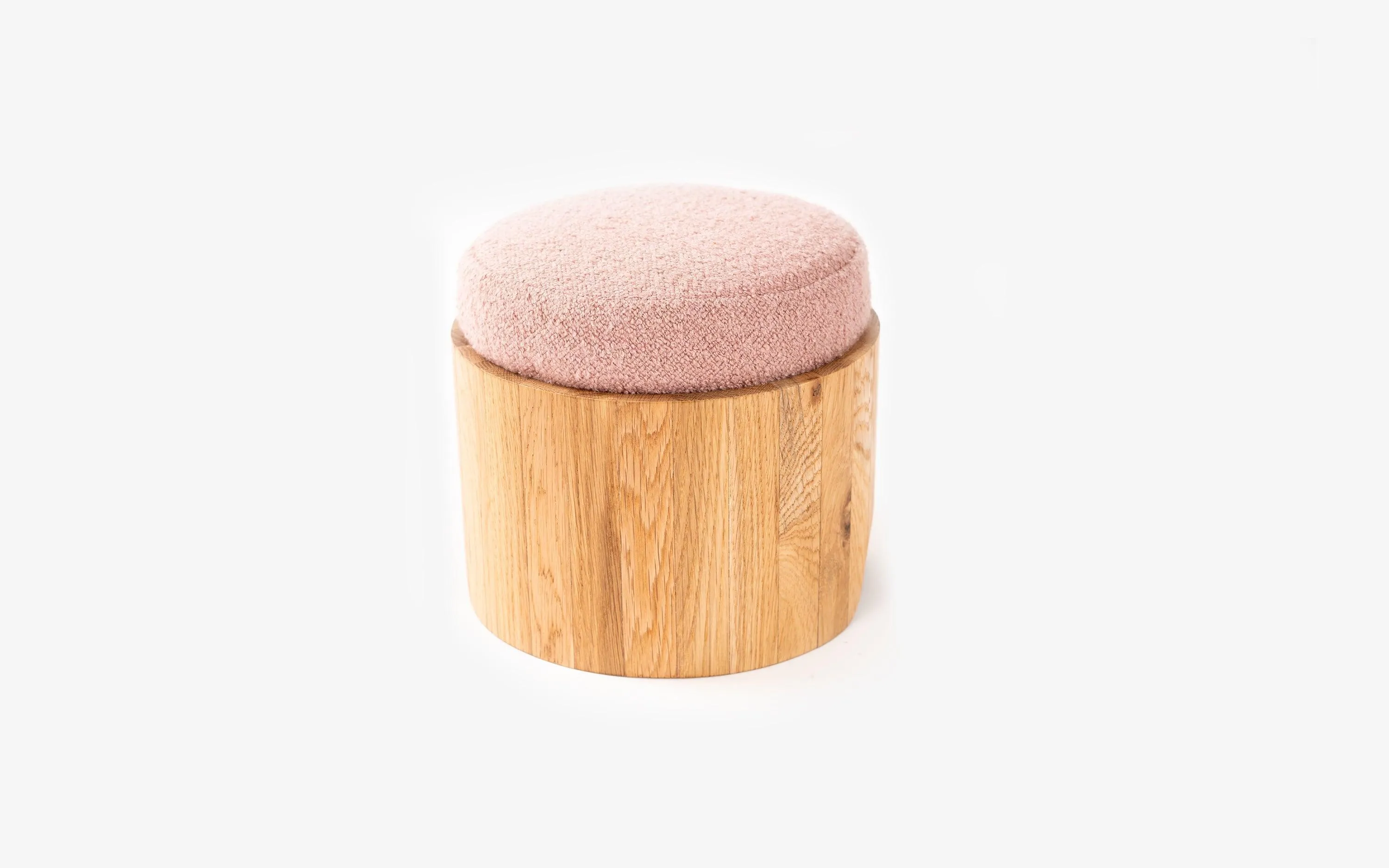 Kiko Stool Blush | Solid Oak Wood Stool for Living Room | Bedside Sitting Stool