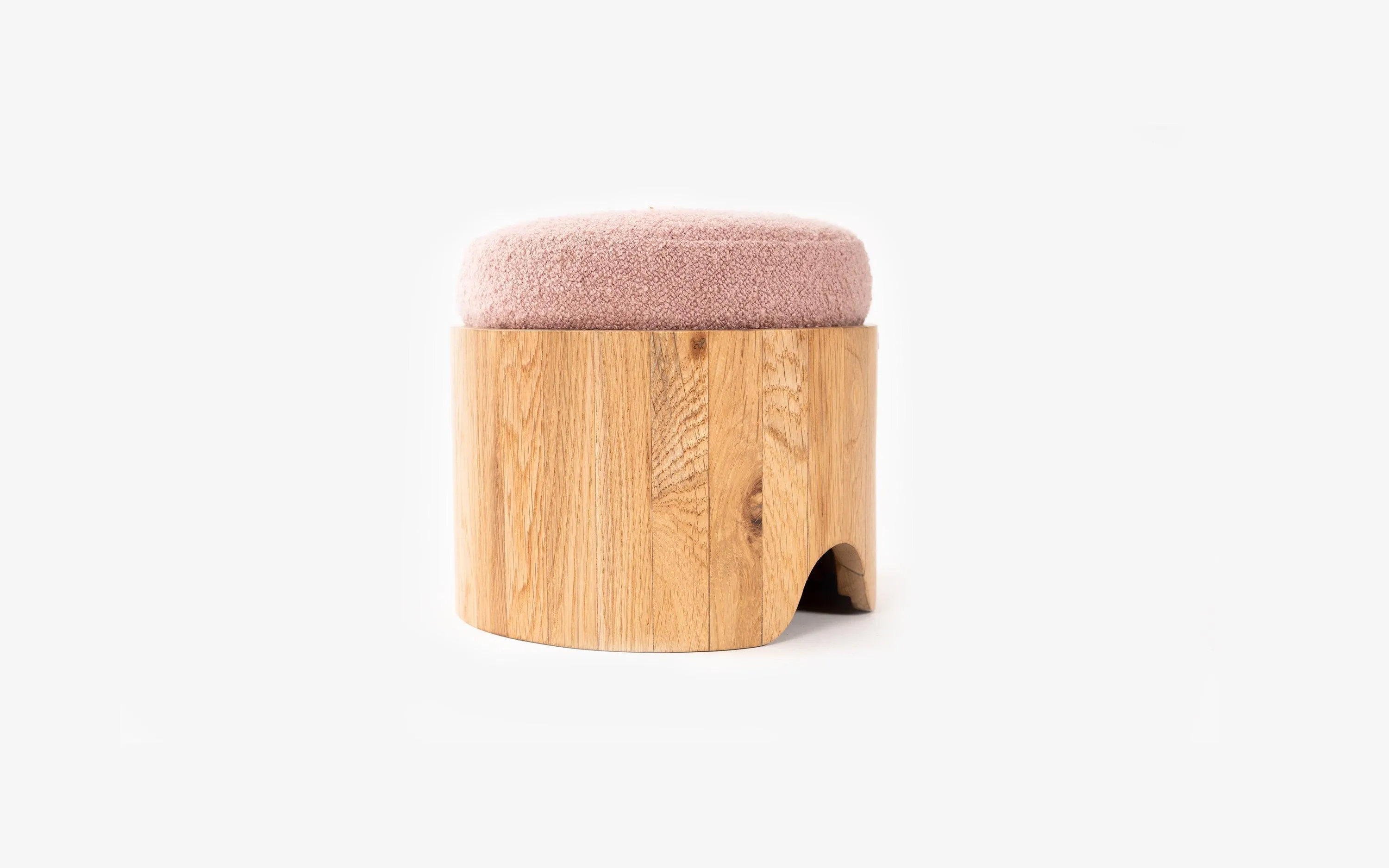 Kiko Stool Blush | Solid Oak Wood Stool for Living Room | Bedside Sitting Stool