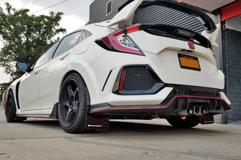 Rally Armor 17  Honda Civic Type R UR White Mud Flap w/ Red Logo