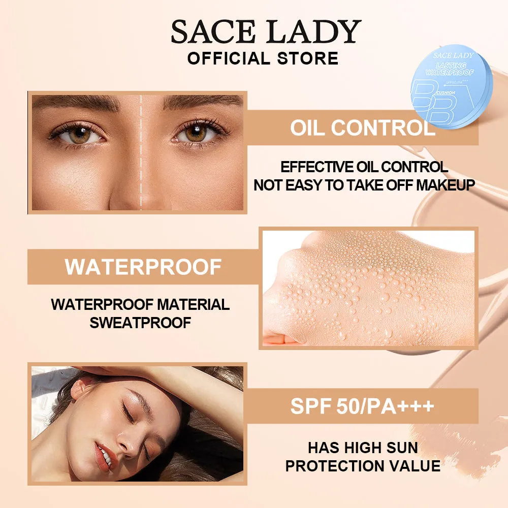 SACE LADY Lasting Waterproof BB Cushion – SPF 50  PA    Oil Control, Natural Matte Finish