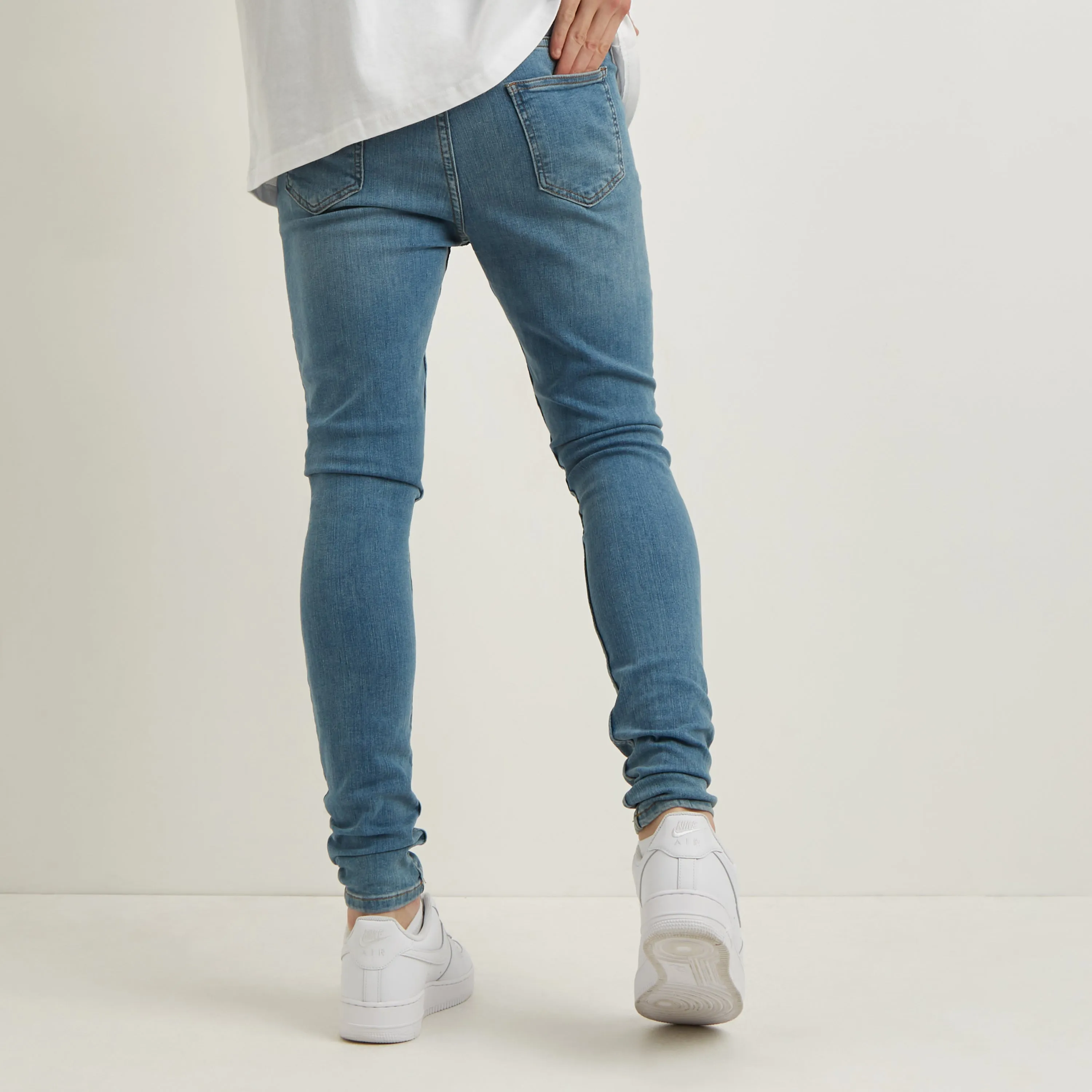 Signature Spray On Jeans - Ripped & Repaired - Blue