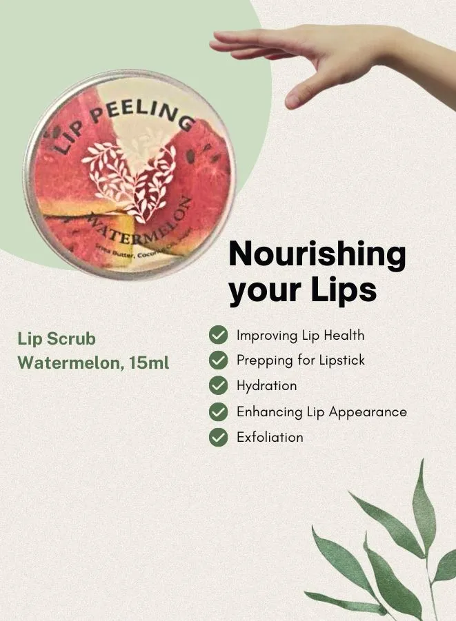 Soap&Friends Natural Watermelon Lip Scrub for Soft, Smooth Lips, 15ml