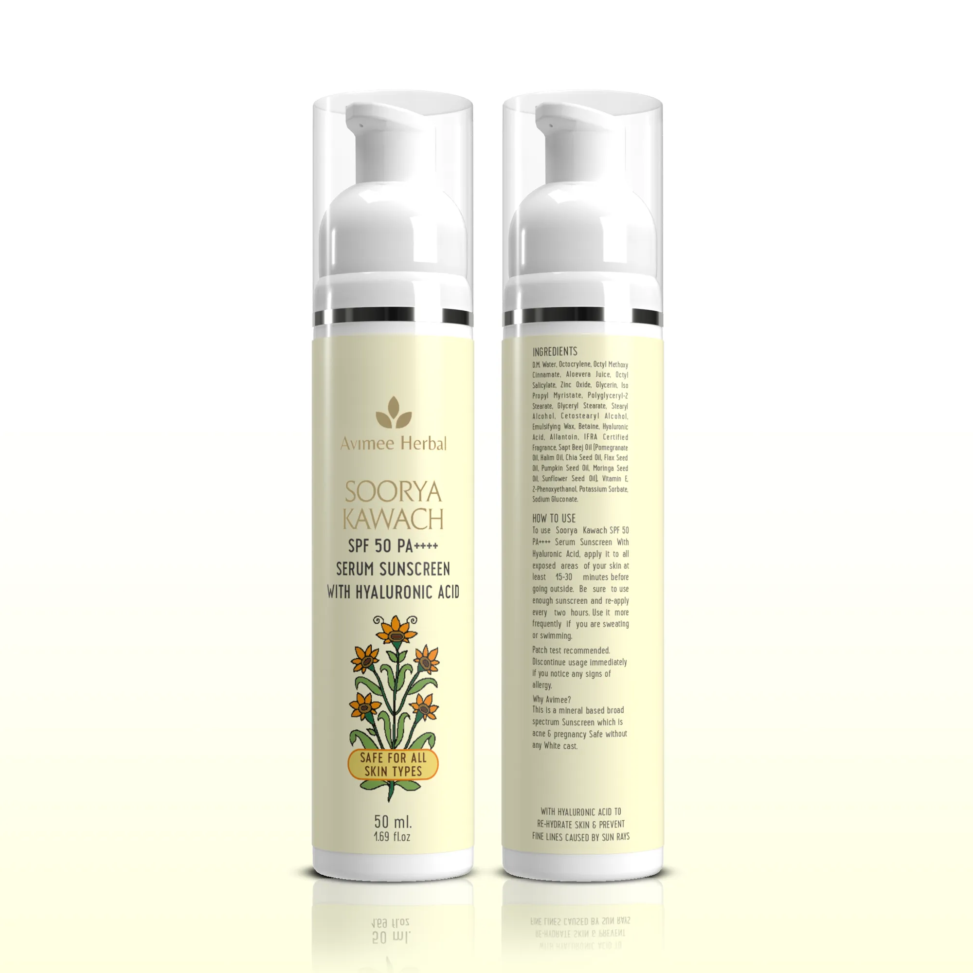 Soorya Kawach SPF 50 PA     Hyaluronic Acid Serum Sunscreen