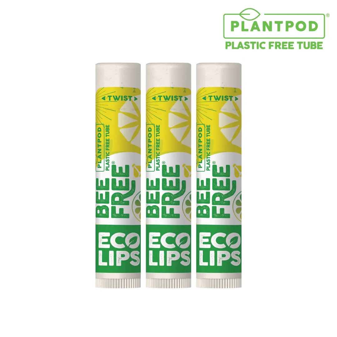 Vegan Bee Free® Plant Pod® Lemon Lime Organic Lip Balm, 3 pack